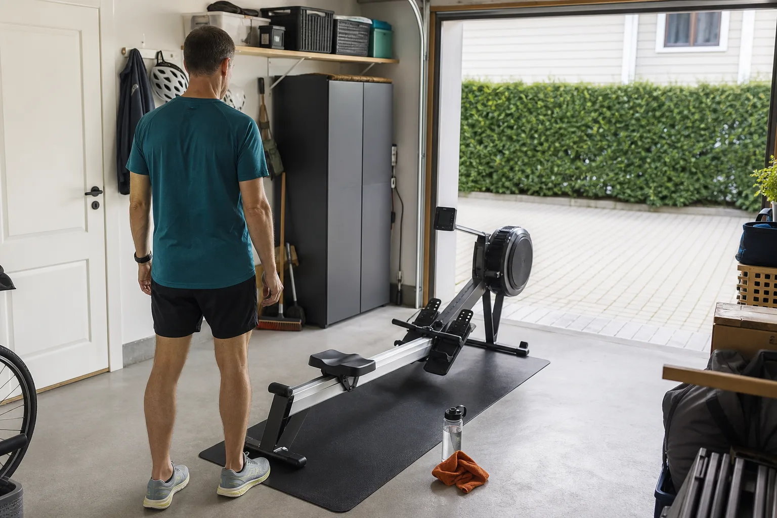 Roddmaskin med fri gångyta i garage